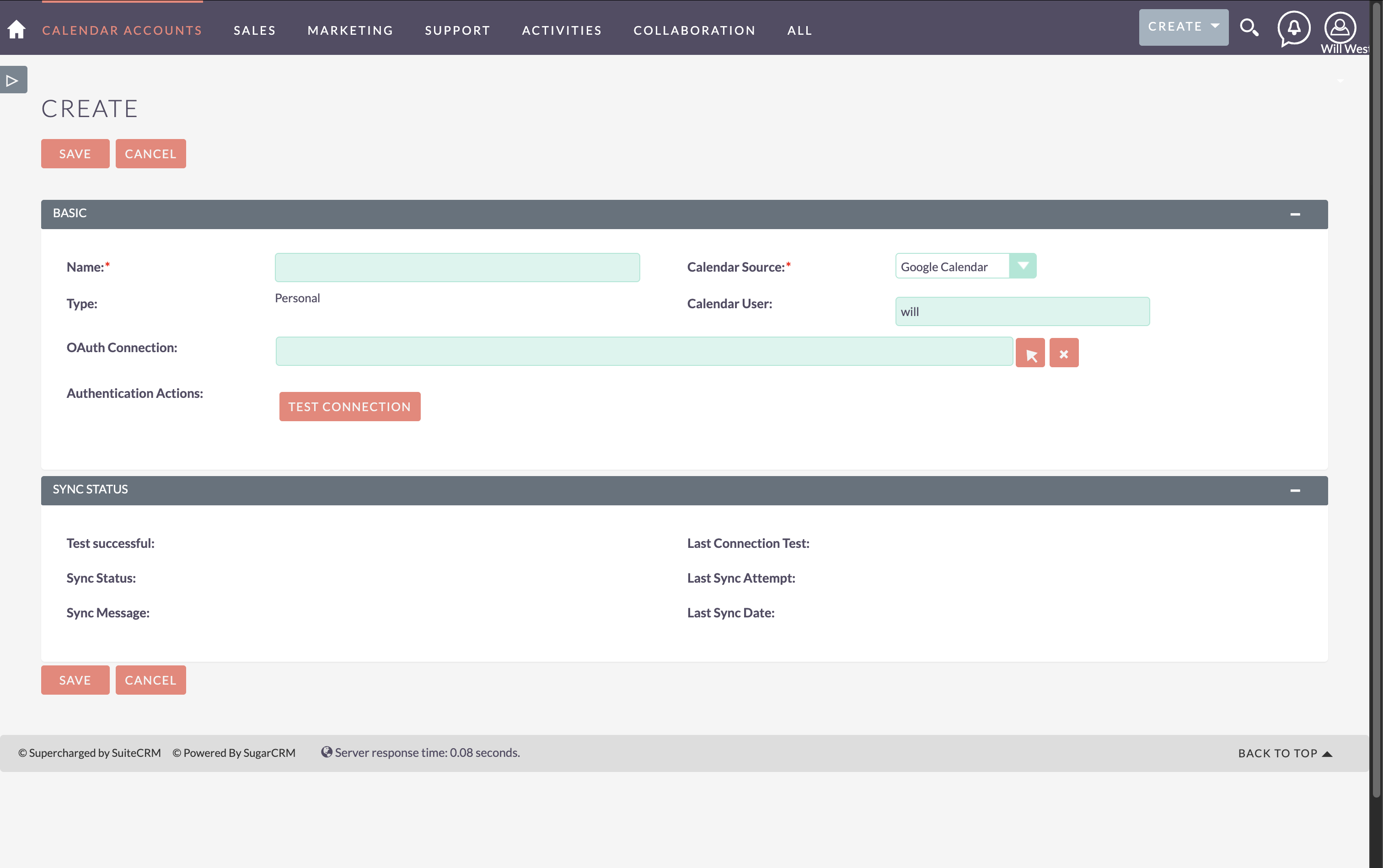 Calendar Account Creation - Google Calendar