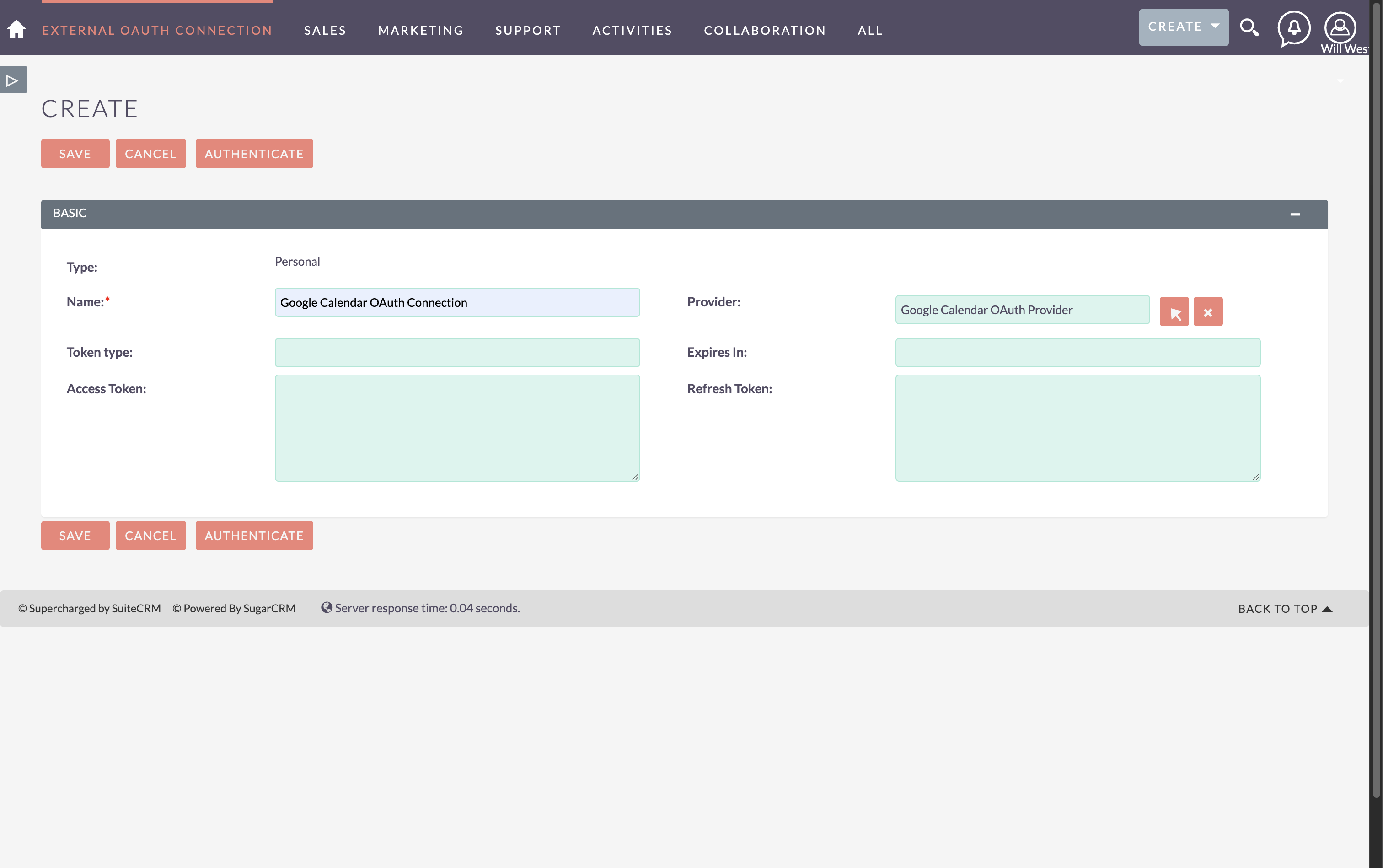 OAuth Connection Setup