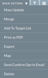 Bulk Action menu GDPRBulkActionMenu