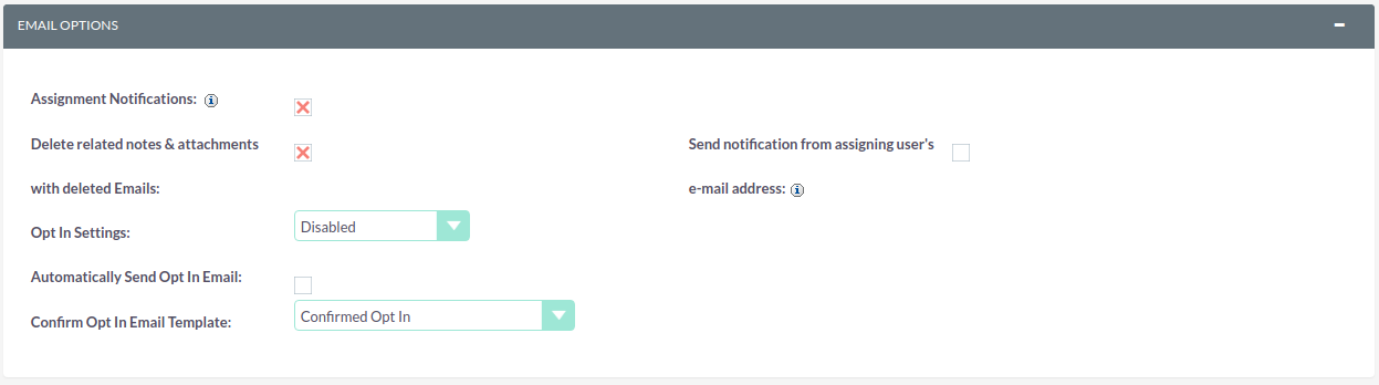Confirmed Opt In Settings GDPREmailOptions