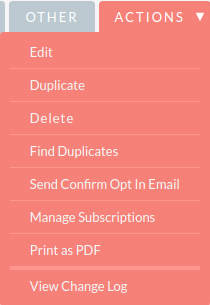 Actions menu GDPRRecordActionsMenu
