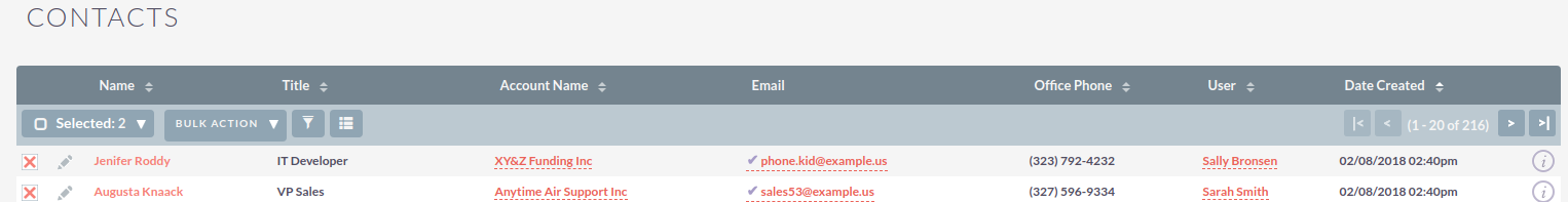 List view, select contacts GDPRSelectContacts