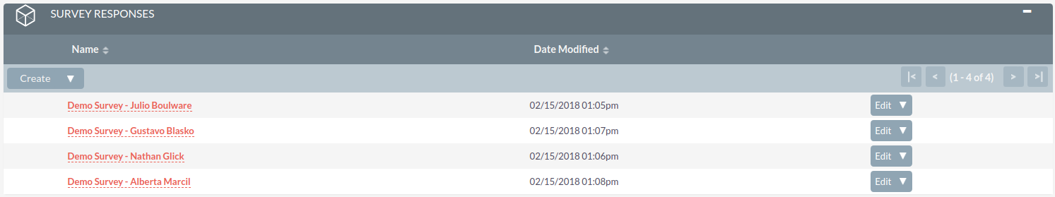 Survey Responses subpanel SurveyResponses