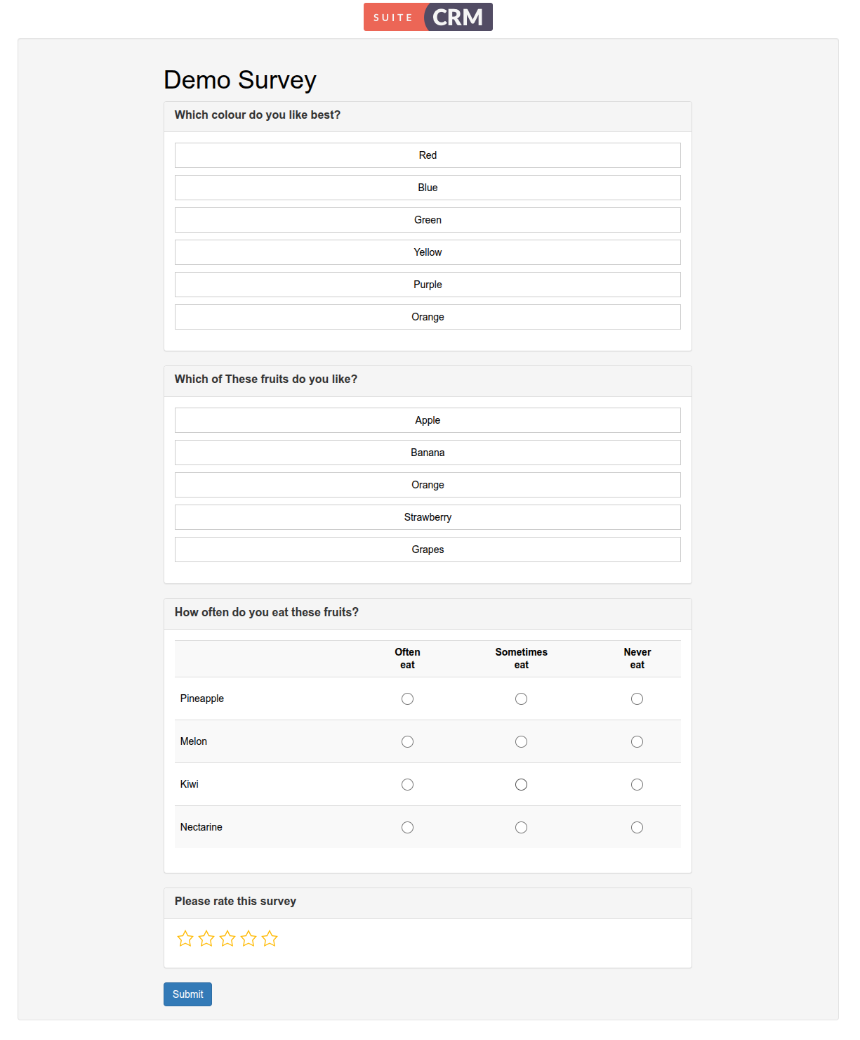 Survey demo SurveysDemo
